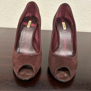 Brown Peep Toe Miu Miu Heels | Size 35